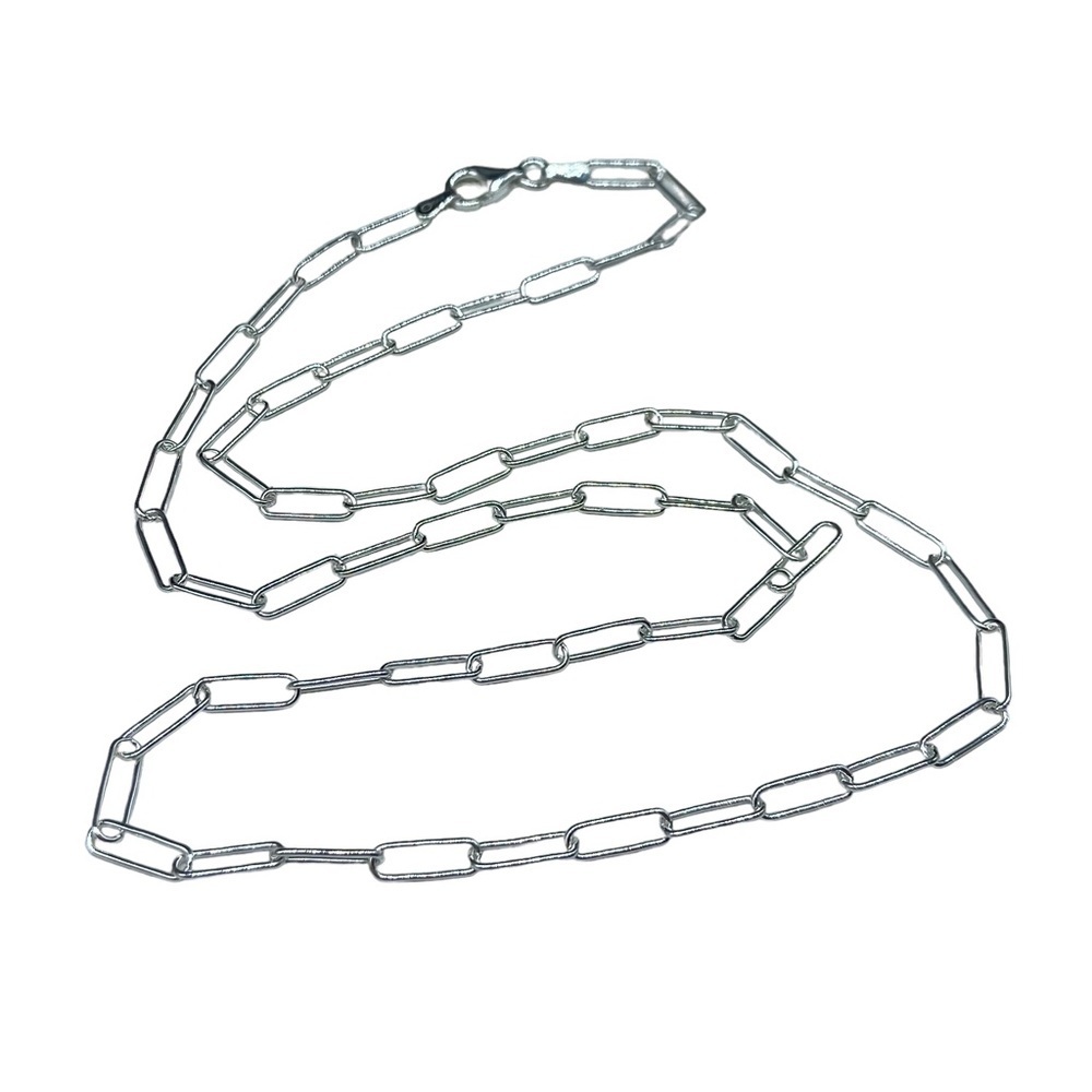 20” Sterling Silver Paperclip Chain Link Necklace Solid 925 Italy Paper Clip - Picture 11 of 11